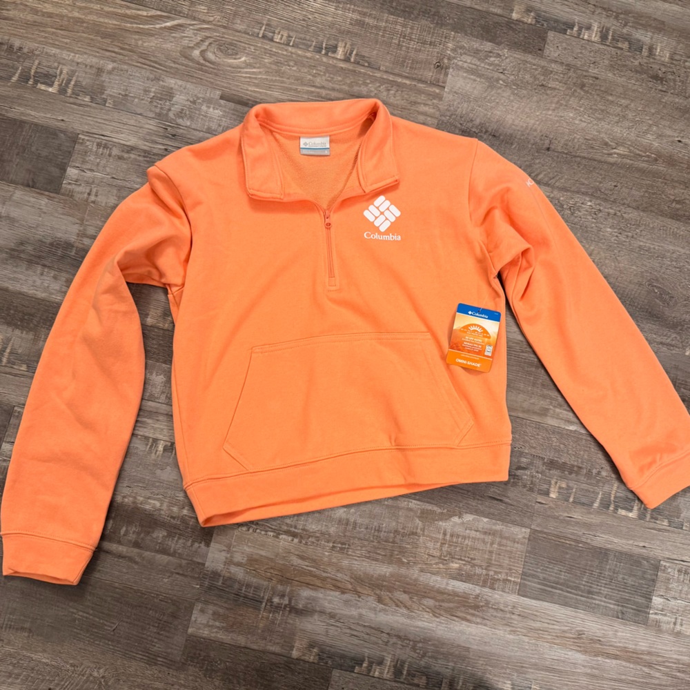 Columbia Trek French Terry Half Zip Pullover Orange Womens Small UPF 50 NWT